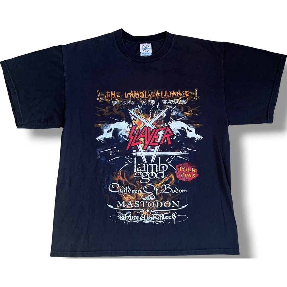 Vintage Slayer Unholy Alliance Tour 2006 Shirt Lamb of God Mastodon Black Large